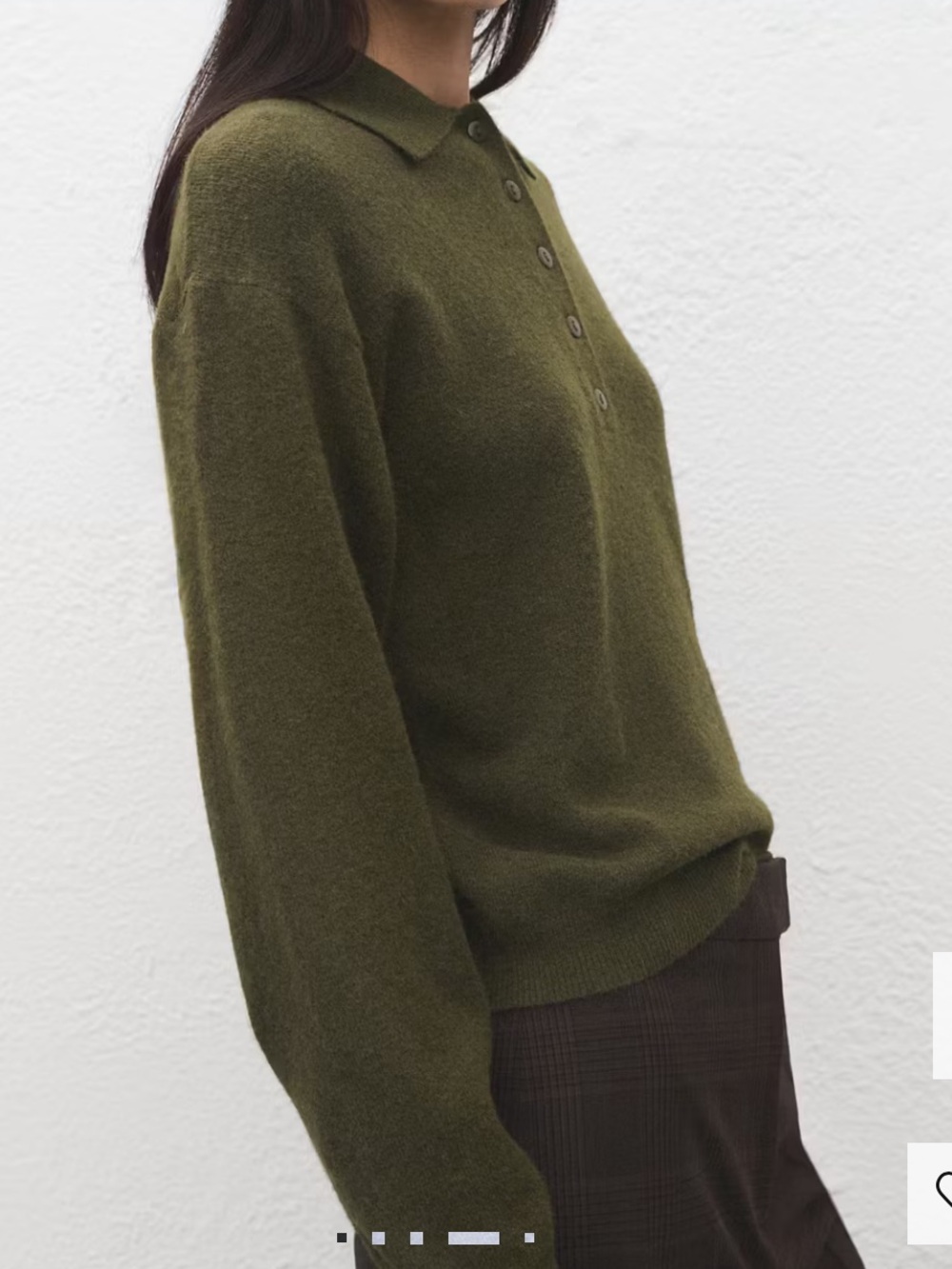 Mango Olive Green Polo-Collar Knit Sweater LONG-SLEEVED POLO-NECK SWEATER 1282
